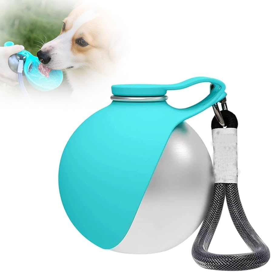 Dog Water Bottle with Removable Silicone Bowl