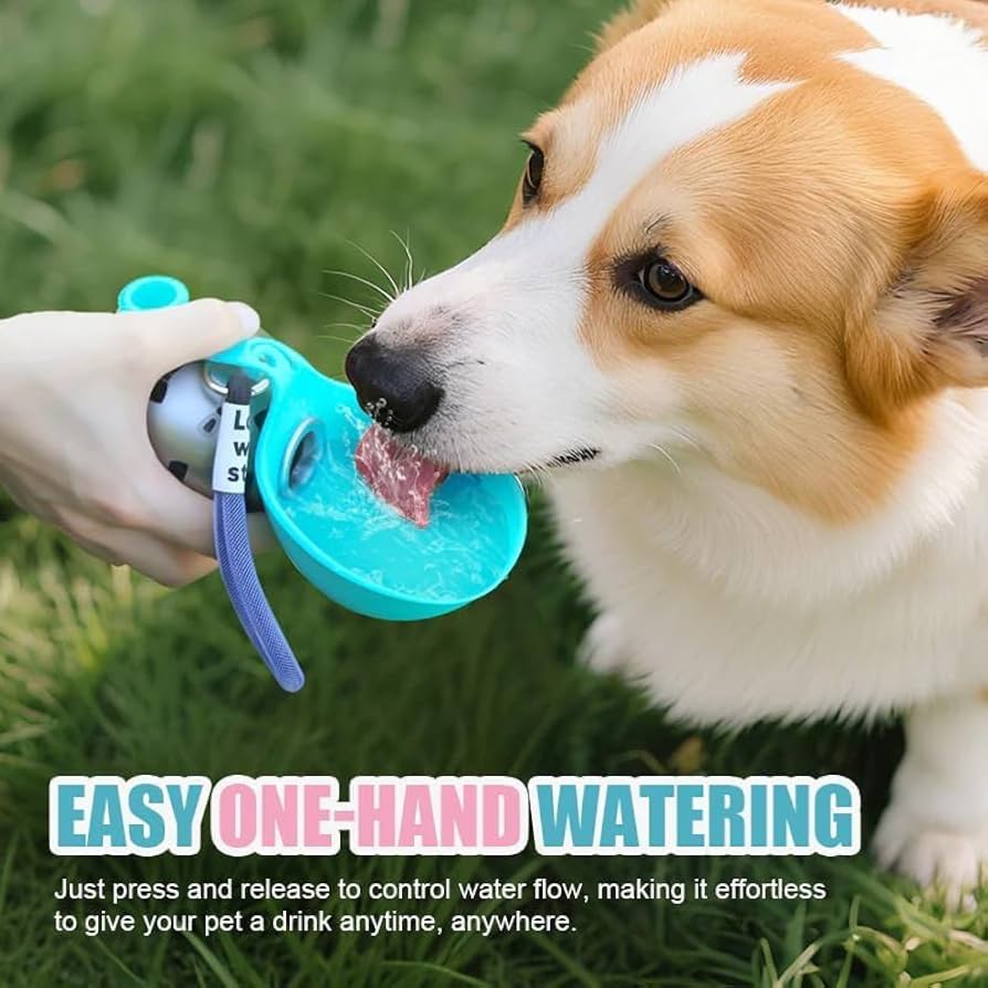 Dog Water Bottle with Removable Silicone Bowl