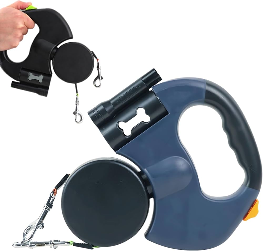 Retractable Dual Dog Leash with LED Light