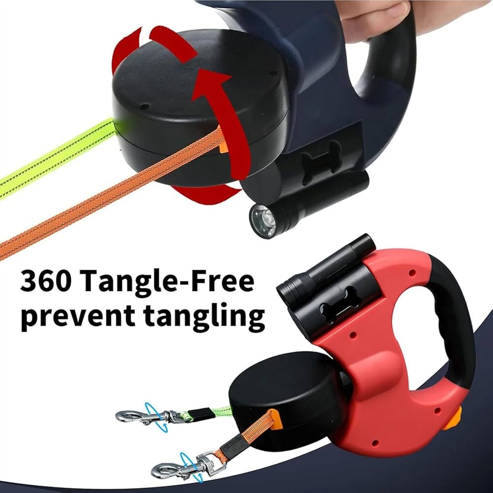 Retractable Dual Dog Leash with LED Light