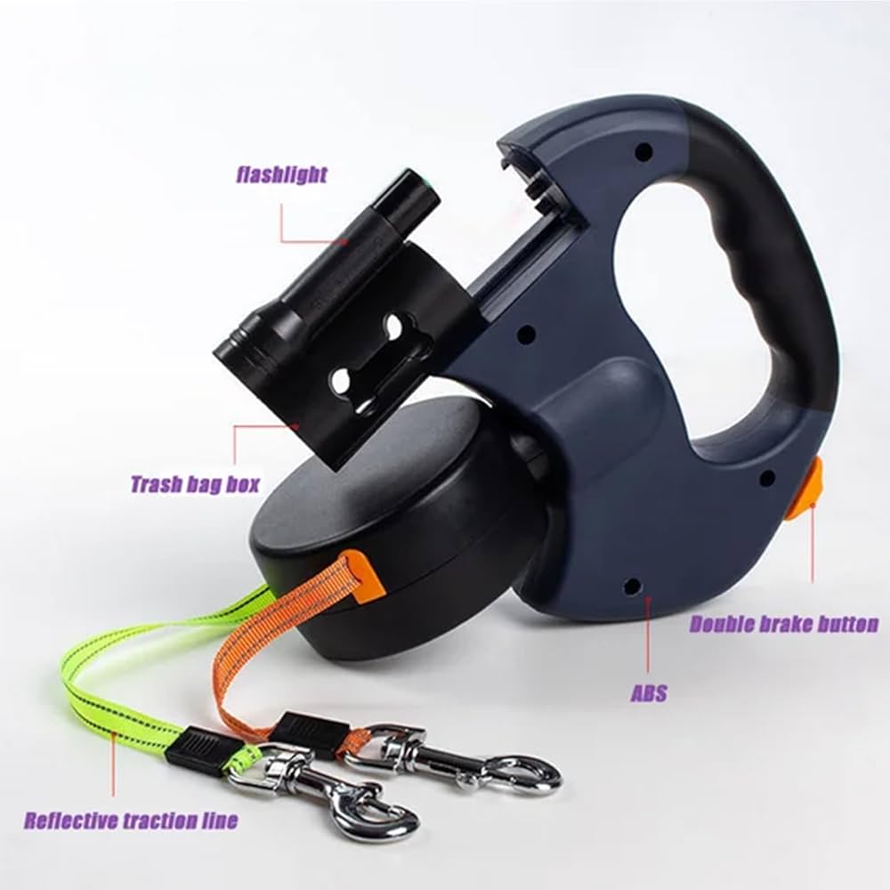 Retractable Dual Dog Leash with LED Light